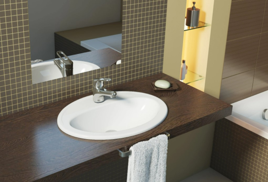 Раковина Cersanit Gamma 63 см встраиваемая P-UM-Ga/1 (детальная фотография), встраиваемые (в столешницу), пристенные