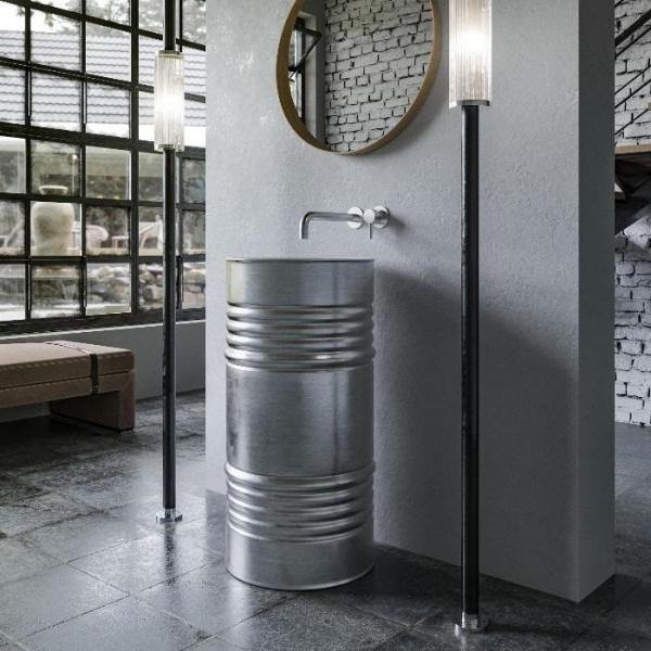 Раковина напольная Kerasan Artwork Barrel белая/серебро 474386 Bianco-plata*0 (детальная фотография), напольные, свободностоящие