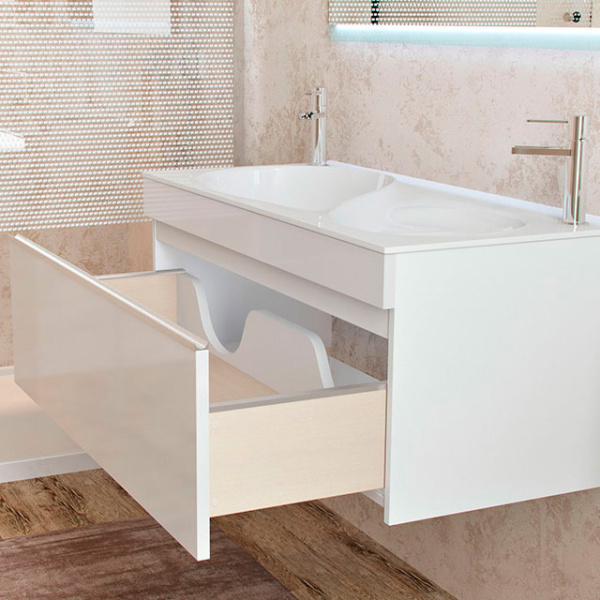 Тумба с раковиной подвесная Velvex Otto tpOTT.100-21.11 100 см с ящиком (детальная фотография), современная, hi-tech