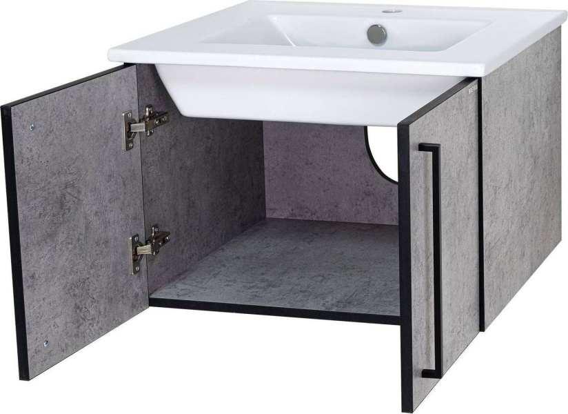 Тумба под раковину подвесная Misty Rock 60 см бетон светло-серая ROCK-06060-48-2 (детальная фотография), лофт