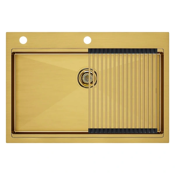 Мойка для кухни Paulmark Vast-Pro 75 см брашированное золото PM707551-BG (детальная фотография)