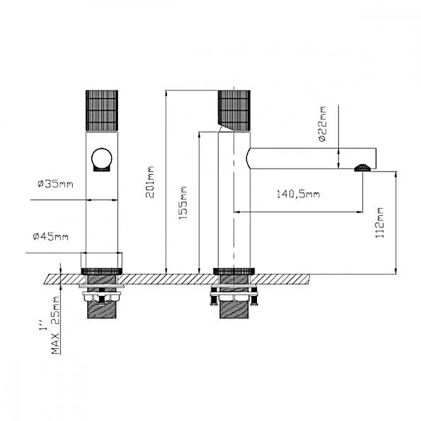 Смеситель для раковины Vincea Groove черный VBF-4G1MB (детальная фотография), для раковины