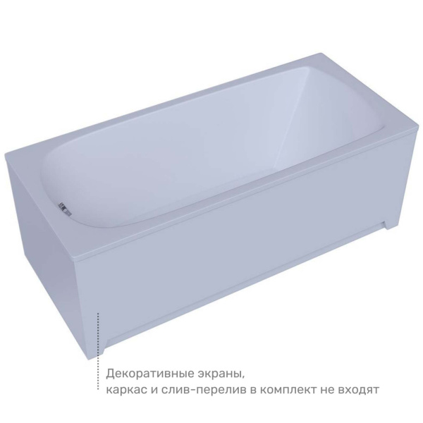 Ванна акриловая Акватек Ника 170х75 см без гидромассажа NIK170-0000001 (детальная фотография), современныe, hi-tech
