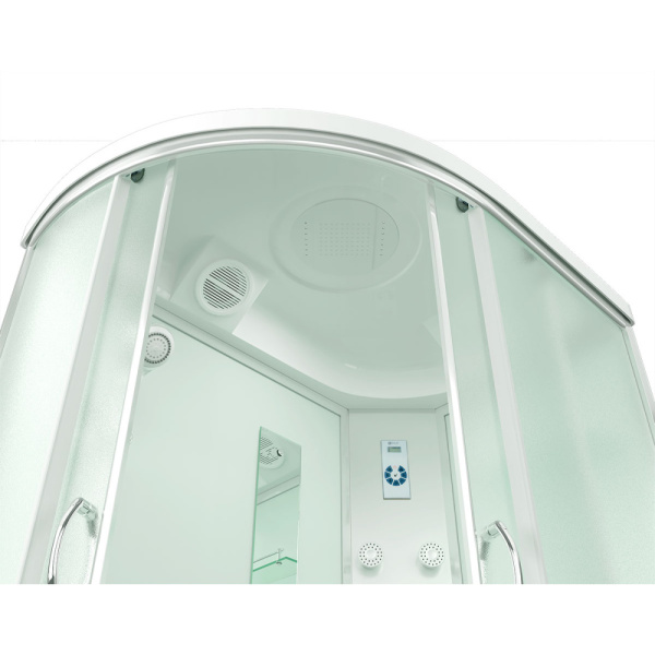 Душевая кабина правосторонняя, задняя стенка белая, стекло матовое, Erlit Comfort ER4512PR-C3 ER4512PR-C3-RUS (детальная фотография), с раздвижными дверьми
