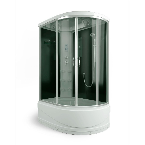 Душевая кабина, задние стенки чёрные, стекло тонированное, Erlit Comfort ER4512TP-C4 (детальная фотография), с высоким, глубоким поддоном, глубокий поддон