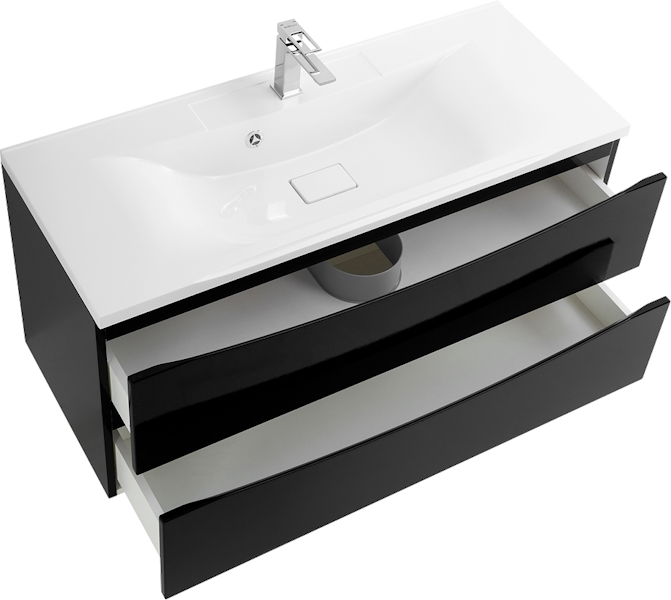 Тумба под раковину подвесная BelBagno Marino 120 см черная глянцевая MARINO-1200-2C-SO-NL-P (детальная фотография), подвесная, пристенная