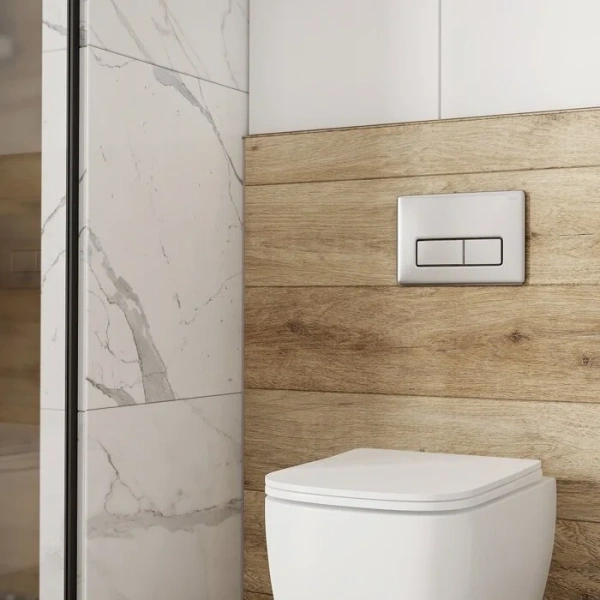 Клавиша смыва IDDIS Unifix матовый хром UNI80M0i77 (детальная фотография), слив эконом-стандарт с двумя клавишами