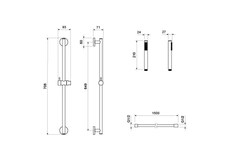 Душевой гарнитур Акватек Европа оружейная сталь AQ2012BGM (детальная фотография), душевые гарнитуры