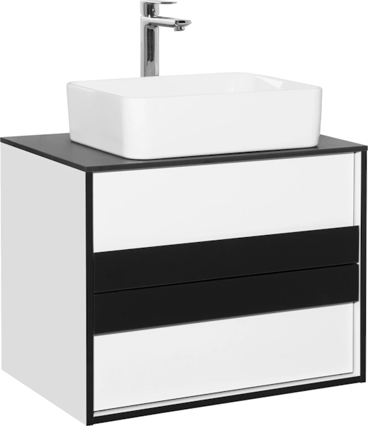 Тумба под раковину подвесная Style Line Амстердам 70 см белая/черная ЛС-000010041 (детальная фотография), подвесная, пристенная