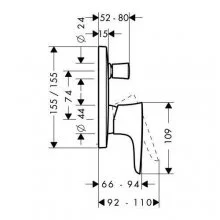 Смеситель для душа Hansgrohe PuraVida 15447 встраиваемый (детальная фотография), для душа