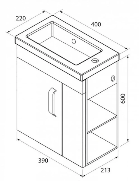 Тумба с раковиной подвесная IDDIS Torr 40 см полки справа TOR40WRi95K (детальная фотография), нет в наличии
