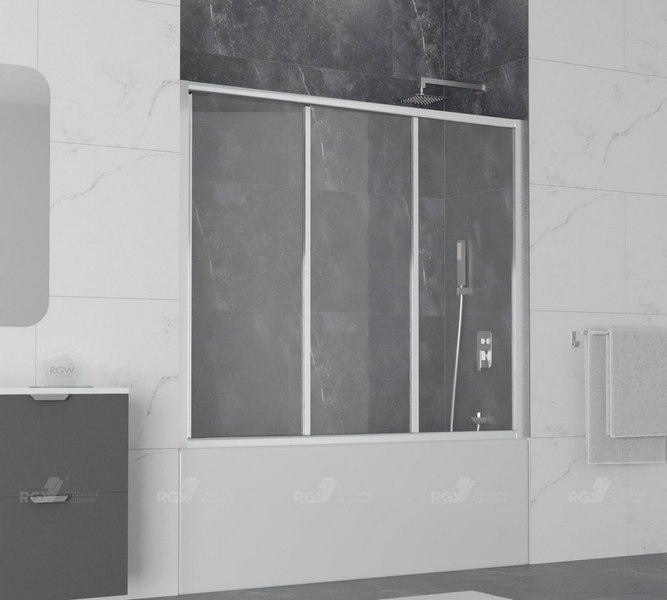 Шторка для ванны, стекло прозрачное, RGW Screens 04114115-11 (детальная фотография), по запросу