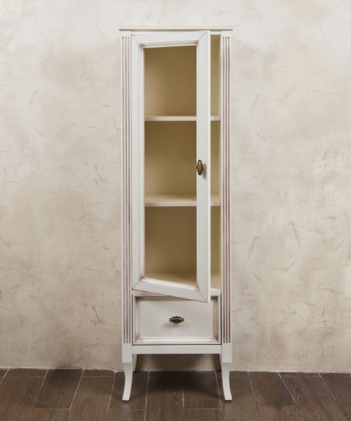 Шкаф-пенал для ванной, цвет слоновая кость с патиной матовый, фурнитура бронза, петли слева, La Beaute Vivien CVI.Sx.AVP.BR (детальная фотография), по запросу