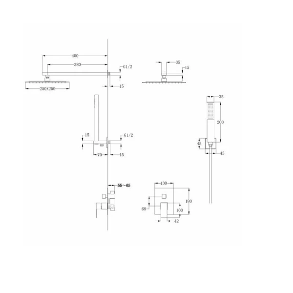 Душевой комплект Abber Daheim сатин AF8219SP (детальная фотография), комплекты
