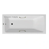 Чугунная ванна Vinsent Veron Kingston VKN1808050H/VH0012BR, 180 x 80 см, ручки бронза, цвет белый