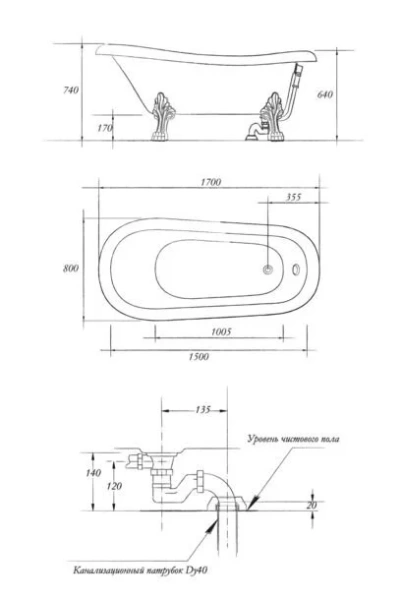 Ванна из искусственного камня Migliore Bella 170х80 см фурнитура хром 24624 (детальная фотография), 170x80 см