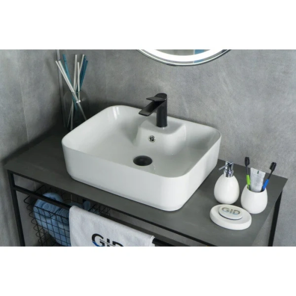 Раковина GID Geometrico N9445 52 см белая 51155 (детальная фотография), 50 см