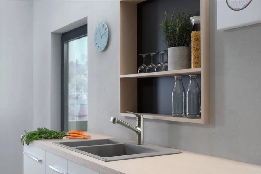 Смеситель для кухни Hansgrohe Focus M42 вытяжной поворотный излив, хром 71814000 (детальная фотография), хром