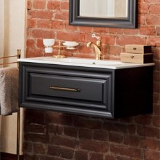 Тумба под раковину, цвет черный матовый, фурнитура бронза, La Beaute Cornelia