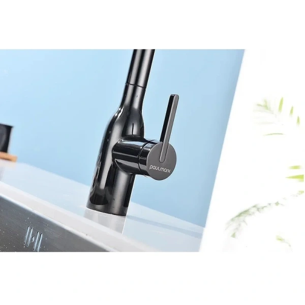 Смеситель для кухни Paulmark Viper черный глянцевый Vi213105-GB (детальная фотография), в наличии