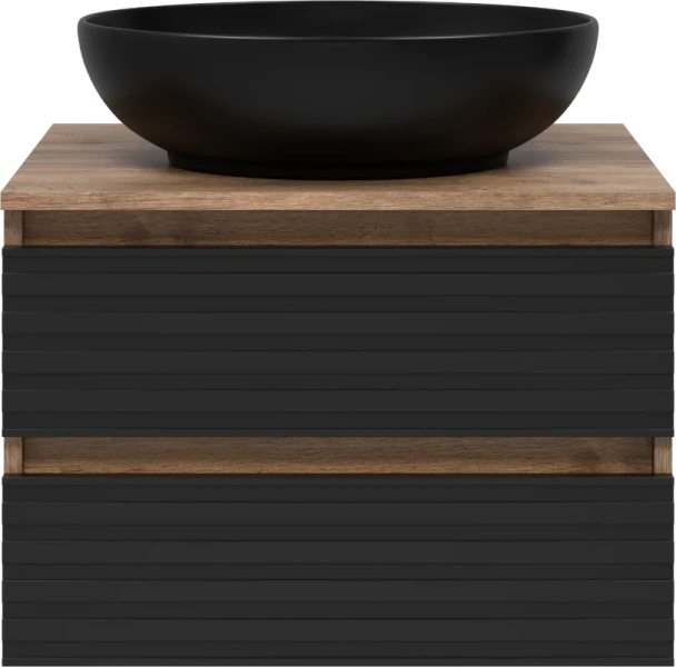 Тумба под раковину подвесная Brevita Dakota 60 см дуб галифакс олово, черный кварц DAK-09060-19/02-2Я (детальная фотография), нет в наличии