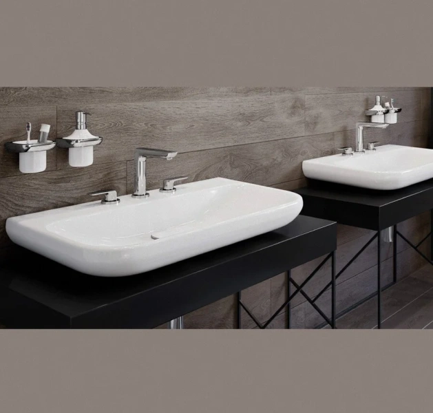 Смеситель для раковины Kludi Zenta на 3 отверстия 383930575 (детальная фотография), современные, hi-tech