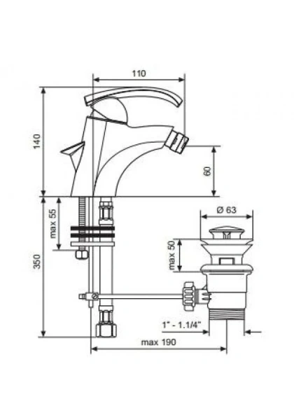 Смеситель для биде хром Emmevi Ramses 72004CR (детальная фотография), для биде
