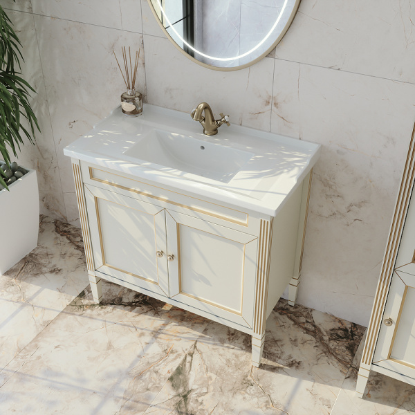 Тумба под раковину напольная Caprigo Albion Promo 90 см бежевая 33319-В002 (детальная фотография), классика, ретро