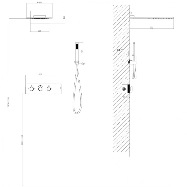 Душевой комплект Abber Wasser Kreis хром AF8151 (детальная фотография), комплекты