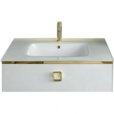 Тумба с раковиной напольная Boheme Lucido 770-100-W 100 см жемчужный белый, низкие ножки