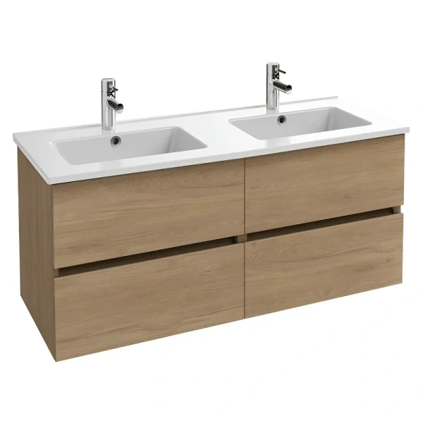 Тумба под раковину Jacob Delafon Tolbiac 120 см два ящика, цвет дуб давос натуральный EB2384-E75 (детальная фотография), подвесная, пристенная