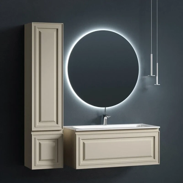 Тумба с раковиной подвесная Sancos Very VR100 см МДФ (детальная фотография), белая, бежевая, серая