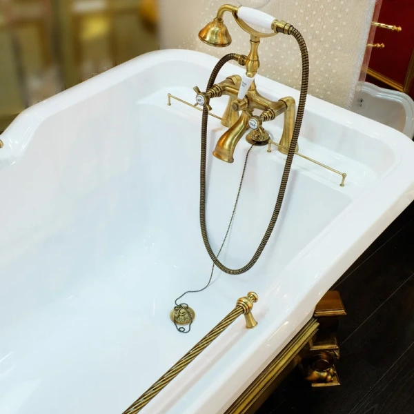 Ванна из искусственного камня Migliore Impero Affusto 180х87 см фурнитура бронза 26341 (детальная фотография), без гидромассажа, с ручками, большие, глубокие