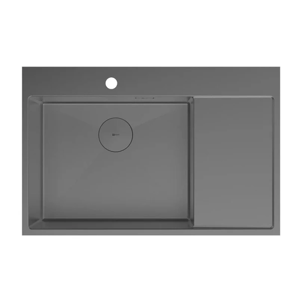 Мойка для кухни Lemark Kezadra 78 см графит, правая 9936155 (детальная фотография), из нержавеющей стали, стальные, металлические