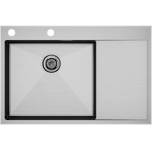 Мойка для кухни Paulmark Kroner-Edge 78 см нержавеющая сталь левая PM777851-BSL (детальная фотография), врезные