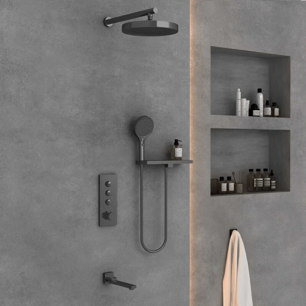 Душевой комплект Vincea вороненая сталь VSFW-433TI2RGM (детальная фотография), душевые комплекты, наборы