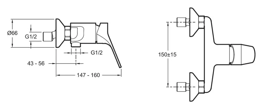 Смеситель для душа Jacob Delafon Brive однорычажный E75765-CP (детальная фотография), для душа