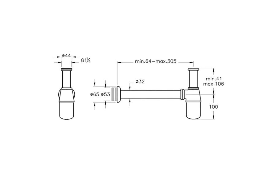 Сифон для раковины VitrA металлический A45122 (детальная фотография), хром