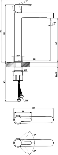 Смеситель для раковины Ravak Puri черный матовый X070182 (детальная фотография), на столешницу