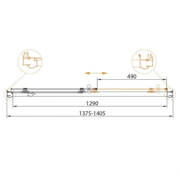 Душевая дверь в нишу Cezares Giubileo 140 см стекло прозрачное GIUBILEO-BF-1-140-C-Br (детальная фотография), современные, hi-tech