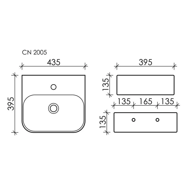 Раковина Ceramica Nova Aura 43.5 см белая CN2005 (детальная фотография), современные, hi-tech