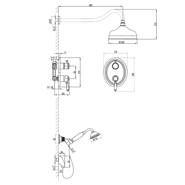 Душевой комплект Lemark Villa хром LM4829C (детальная фотография), душевые комплекты, наборы