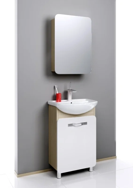 Тумба с раковиной напольная Aqwella Вега Veg.01.05 55 см с одной дверью (детальная фотография), в наличии, по запросу, нет в наличии