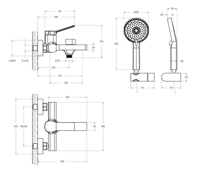 Смеситель для ванны Belbagno Albano хром ALBANO-VASM-CRM (детальная фотография), для ванны