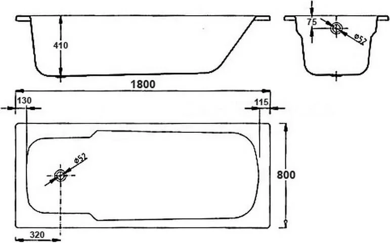 Стальная ванна BLB Atlantica B80A22001 180 x 80 см (детальная фотография), стальные