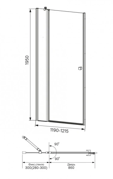 Душевая дверь в нишу IDDIS Ray 120 см стекло прозрачное RAY6CP2i69 (детальная фотография), современные, hi-tech