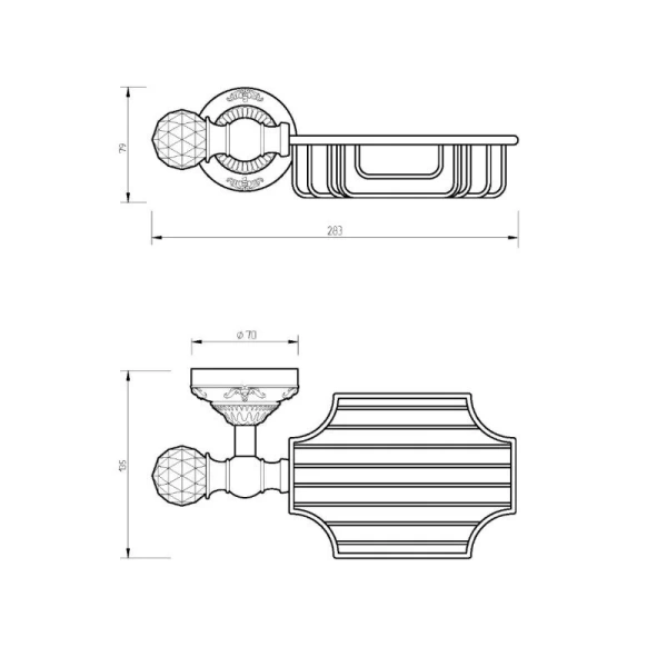 Решетка для ванной Migliore Cristalia бронза 16781 (детальная фотография), классические, ретро, с кристаллами swarovski, декорированные