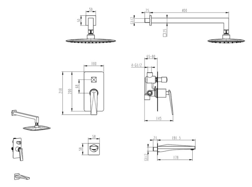 Душевой комплект Boheme Venturo белый/золото 384-W-2 (детальная фотография), душевые комплекты, наборы