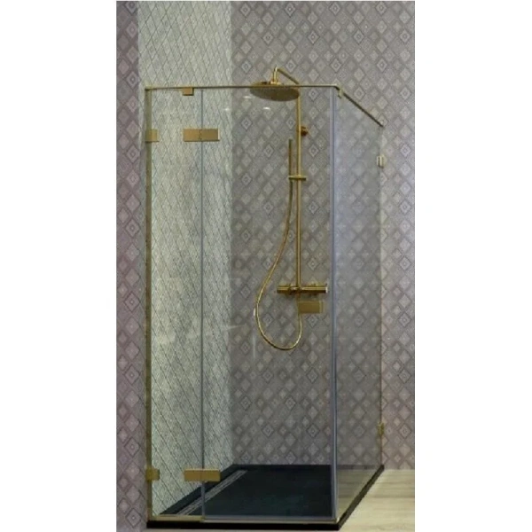 Душевой уголок Cezares Bellagio 100x100 см профиль брашированное золото BELLAGIO-A-1-100-C-BORO (детальная фотография), современные, hi-tech