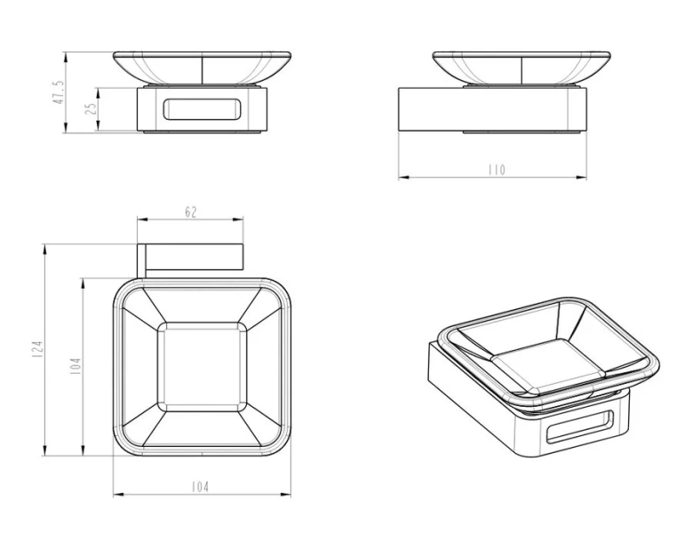 Мыльница Boheme Q черная/золото 10943-G-B (детальная фотография), современные, hi-tech